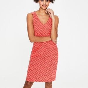 Boden Melinda Jersey‎ Dress Red Orange Pop Rainbow Dot Pockets Size 8L